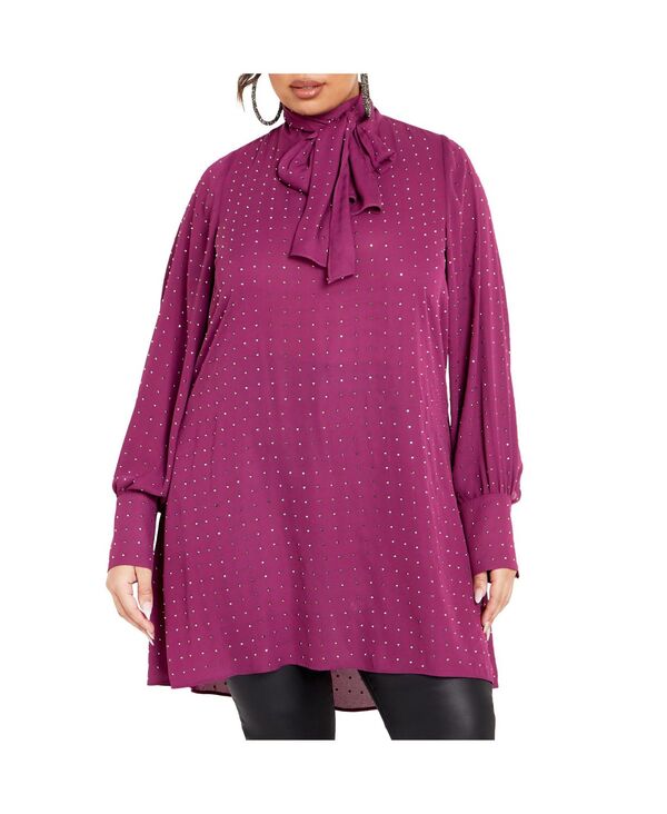 シティーシック レディース トップス シャツ CITY CHIC Women's Nailhead Tunic Top Mulberry