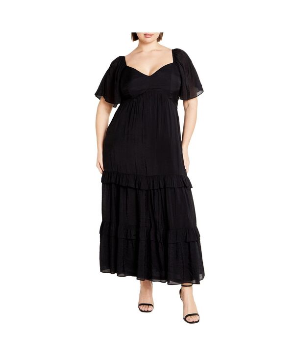 シティーシック レディース トップス ワンピース マキシワンピース プラスサイズ マキシ CITY CHIC Plus Size Marci Maxi Dress Black ブラック