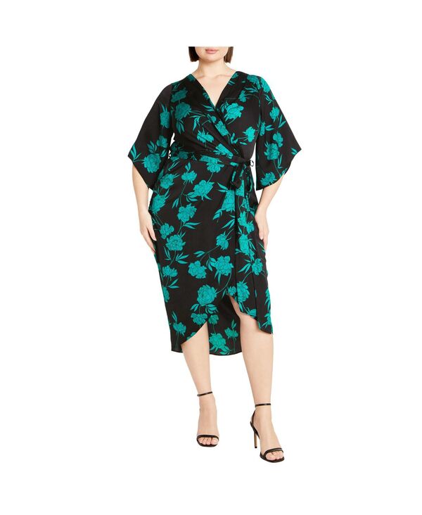 シティーシック レディース トップス ワンピース マキシワンピース プラスサイズ プリント マキシ CITY CHIC Plus Size Kimberly Print Maxi Dress Aquarelle|ReVida 店