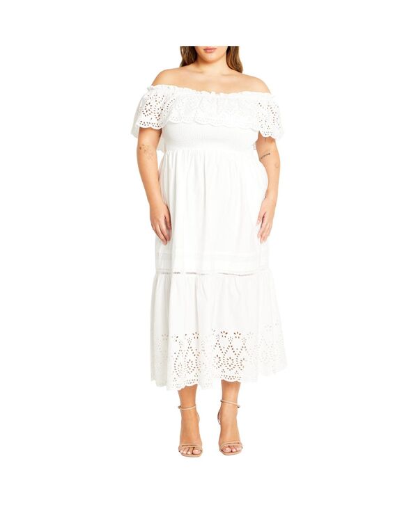 シティーシック レディース トップス ワンピース プラスサイズ CITY CHIC Plus Size Jayde Dress Ivory アイボリー｜ReVida 店