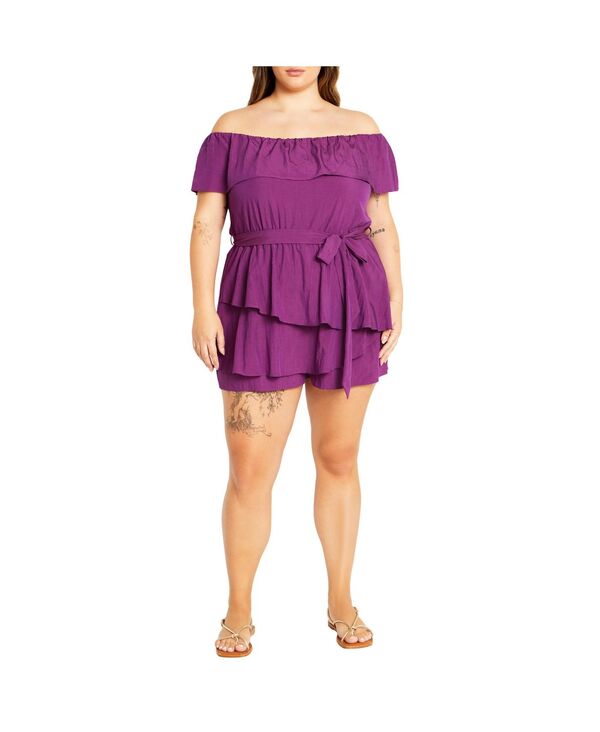 シティーシック レディース ボトムス ハーフパンツ・ショーツ プラスサイズ CITY CHIC Plus Size Kiki Playsuit Magenta マゼンタ
