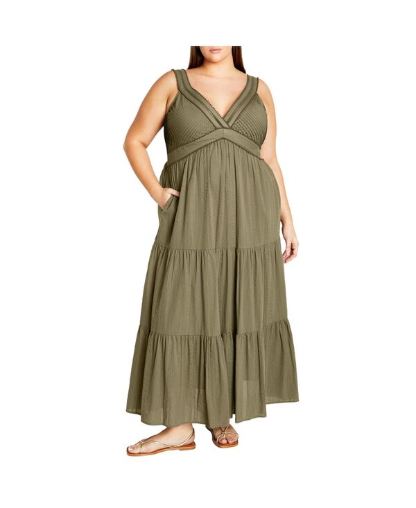 シティーシック レディース トップス ワンピース プラスサイズ CITY CHIC Plus Size Bella Dress Olive オリーブ