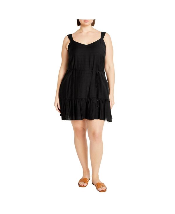 シティーシック レディース トップス 衣装 付け加える大いさ CITY CHIC Plus Size Peta Dress Black 黒いこと レディースファッション-ワンピース