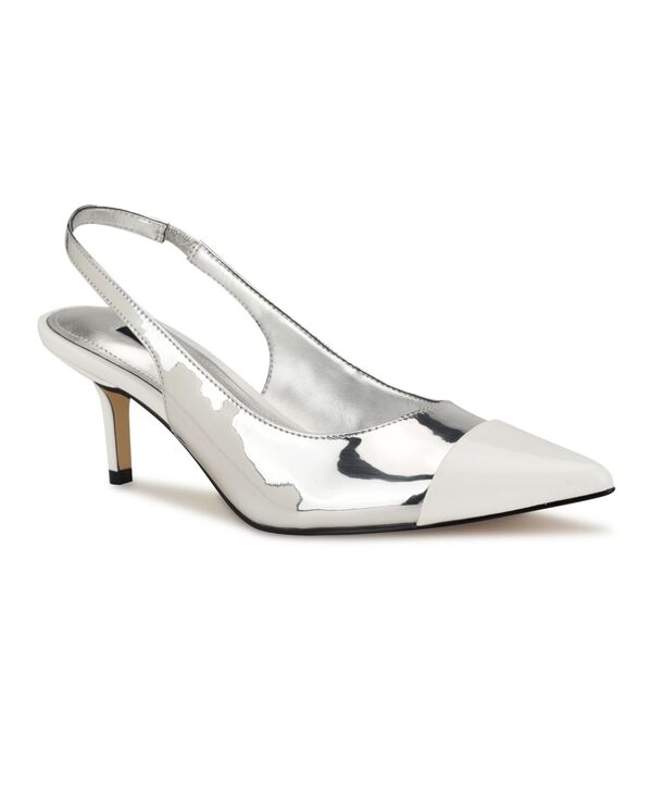 ナインウェスト レディース シューズ パンプス Nine West Women's Awaie Pointy Toe Dress Slingback Pumps Silver Mirror Metallic シルバー