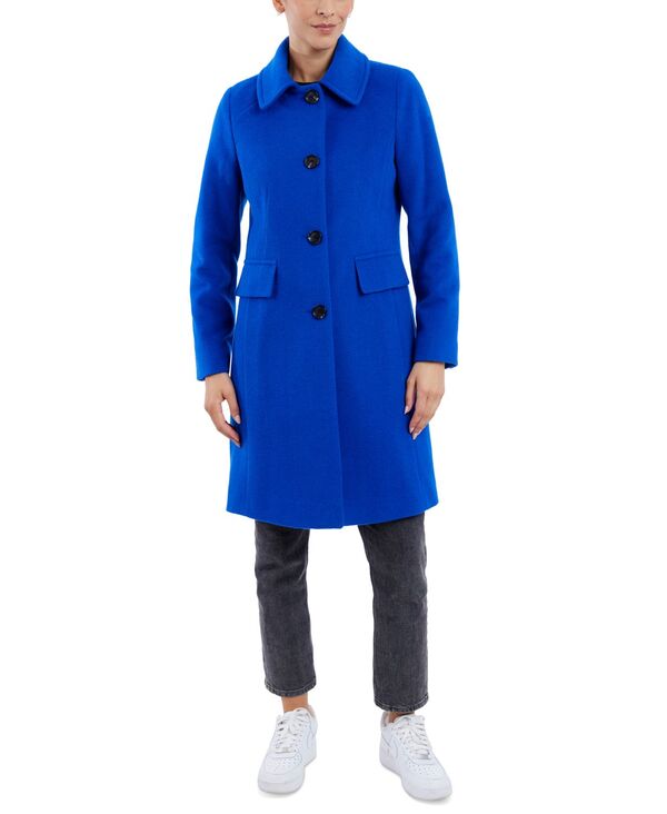 アンクライン レディース アウター ジャケット・ブルゾン コート Anne Klein Women's Collared Button-Front Walker Coat Galactic Cobalt コバルト