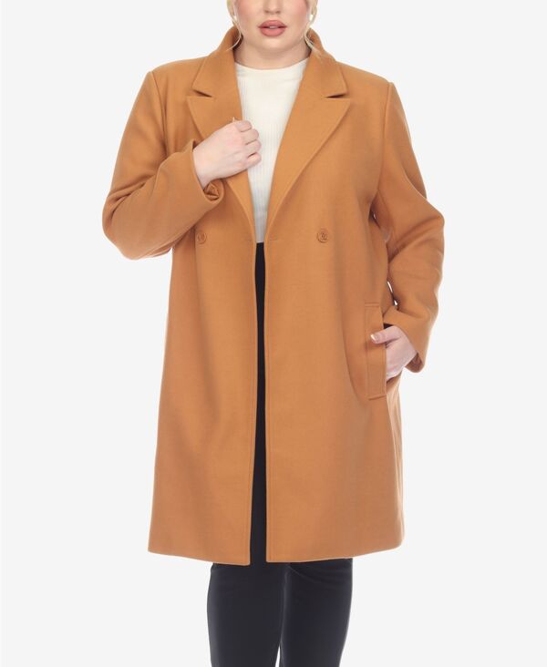 ホワイトマーク レディース アウター ジャケット・ブルゾン プラスサイズ コート White Mark Plus Size Classic Walker Coat Brown ブラウン