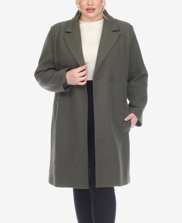 ホワイトマーク レディース アウター ジャケット・ブルゾン プラスサイズ コート White Mark Plus Size Classic Walker Coat Olive オリーブ