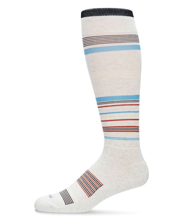 メモイ メンズ アンダーウェア 靴下 コットン MeMoi Men's Multi Striped Cotton Compression Socks Oatmeal Heather ヘザー