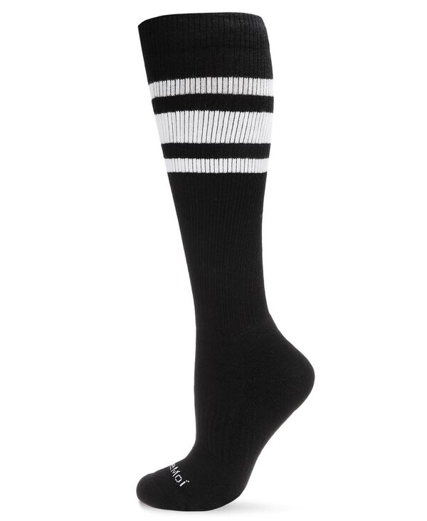 メモイ メンズ アンダーウェア 靴下 MeMoi Men's Striped Athletic Cushion Sole Compression Knee Sock Black ブラック