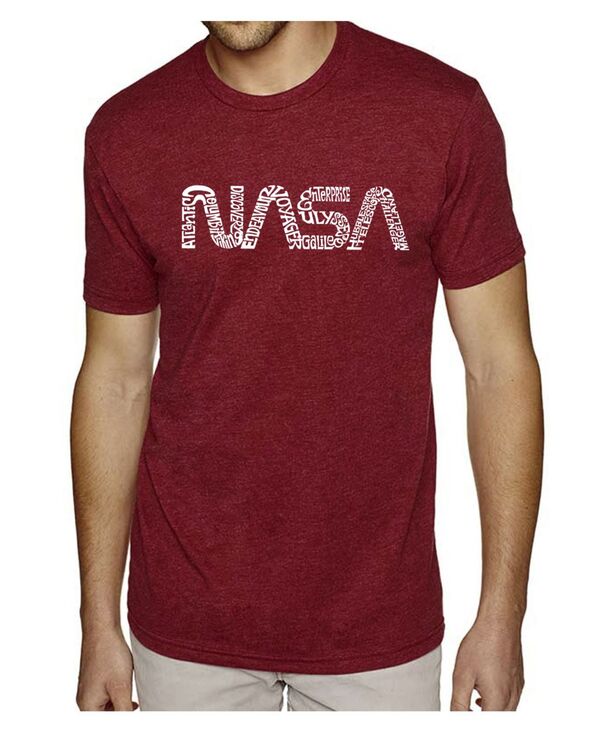 エルエーポップアート メンズ トップス Tシャツ LA Pop Art Men's Premium Word Art T-Shirt - Worm Nasa Burgundy バーガンディ