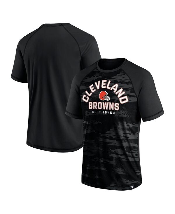 ファナティクス メンズ トップス Tシャツ Fanatics Men's Cleveland Browns Blackout Hail Mary Raglan T-shirt Black ブラック