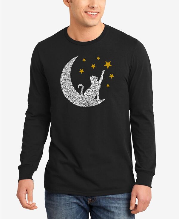エルエーポップアート メンズ トップス Tシャツ LA Pop Art Cat Moon - Men's Word Art Long Sleeve T-Shirt Black ブラック｜ReVida 店
