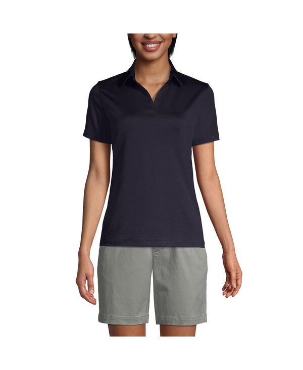 ランズエンド レディース トップス シャツ ポロシャツ Lands' End Women's School Uniform Short Sleeve Rapid Dry Sport Neck Polo Shirt True navy ネイビー｜ReVida 店