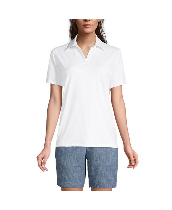 ランズエンド レディース トップス シャツ ポロシャツ Lands' End Women's School Uniform Short Sleeve Rapid Dry Sport Neck Polo Shirt White ホワイト