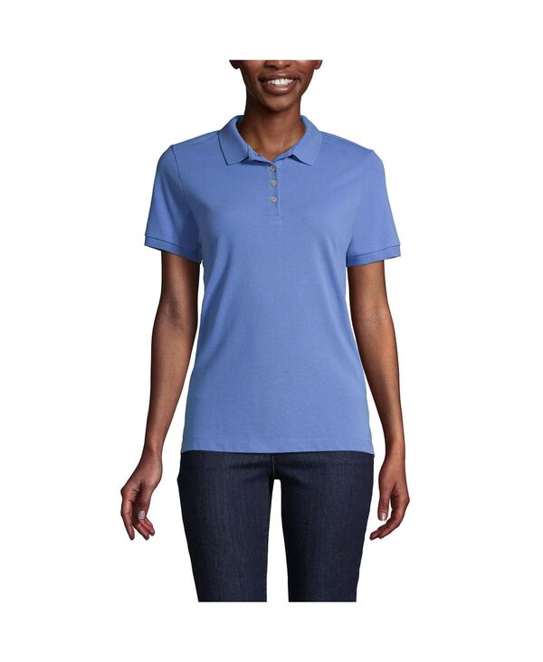 ランズエンド レディース トップス シャツ ポロシャツ メッシュ Lands' End Women's Banded Short Sleeve Fem Fit Mesh Polo True blue ブルー|ReVida 店