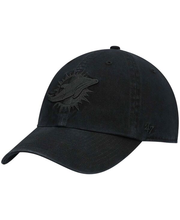 47 ブランド メンズ アクセサリー 帽子 '47 Brand Men's Black Miami Dolphins Team Tonal Clean Up Adjustable Hat Black ブラック - 商品メイン画像