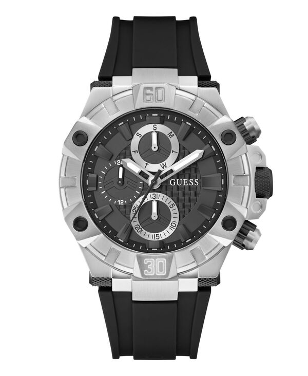 ゲス メンズ 佩び物 ウォッチ GUESS Men\u0027s Multi-Function Black Silicone Watch 46粍 Black 黒いこと