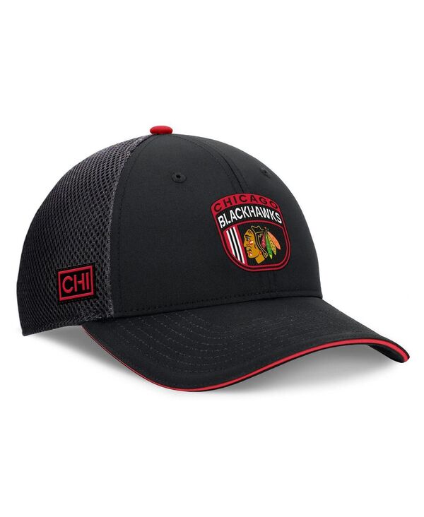 ファナティクス メンズ アクセサリー 帽子 Fanatics Men's Black Chicago Blackhawks 2024 NHL Draft On Stage Trucker Adjustable Hat Black Red ブラック|ReVida 店