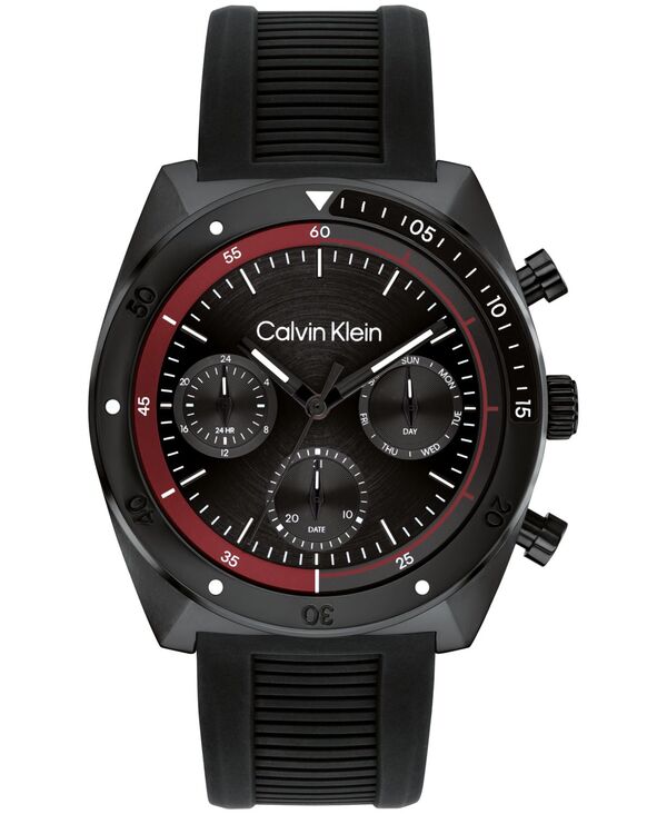 カルバンクライン メンズ アクセサリー 腕時計 Calvin Klein Men's Flex Black Silicone Strap Watch 45mm Black ブラック