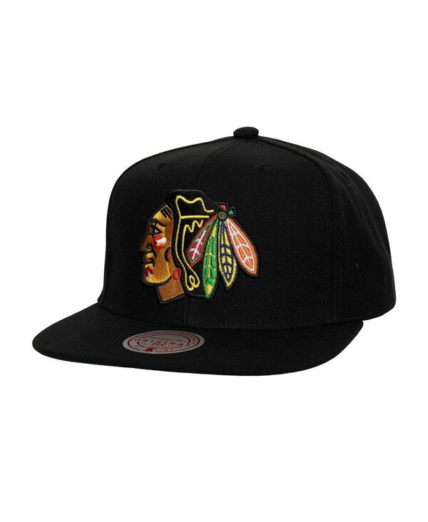 ミッチェル&ネス メンズ アクセサリー 帽子 Mitchell & Ness Men's Black Chicago Blackhawks Core Top Spot Snapback Hat Black ブラック