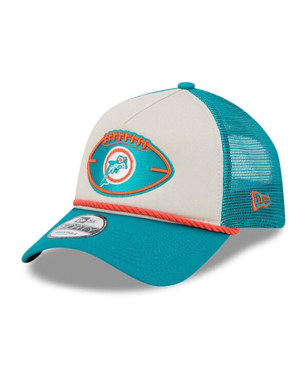 ニューエラ メンズ アクセサリー 帽子 New Era Men's Stone/Aqua Miami Dolphins 2024 Sideline Historic 9FORTY A-Frame Trucker Adjustable Hat Stone Aqua アクア