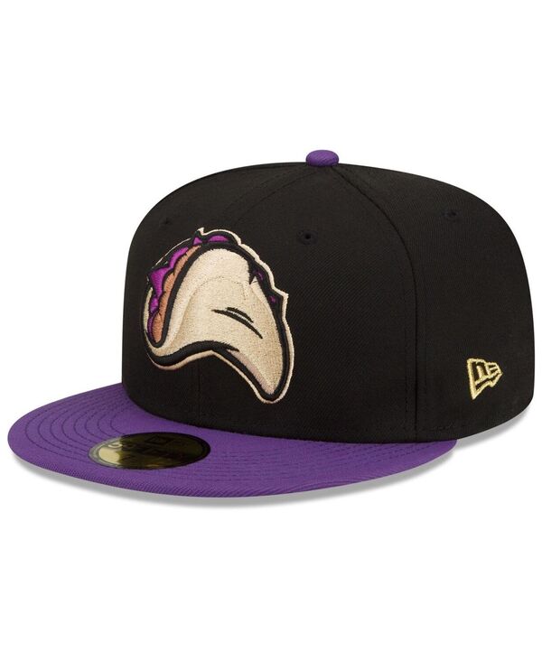 ニューエラ メンズ アクセサリー 帽子 New Era Men's Black/Purple Fresno Grizzlies Tacos Theme Night 59FIFTY Fitted Hat Black ブラック