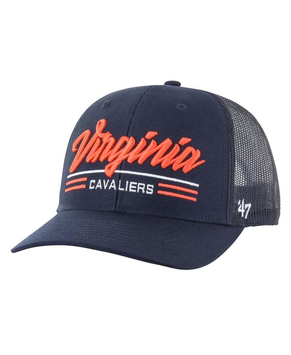 47 ブランド メンズ アクセサリー 帽子 '47 Brand Men's Navy Virginia Cavaliers Garner Trucker Adjustable Hat Navy ネイビー|ReVida 店