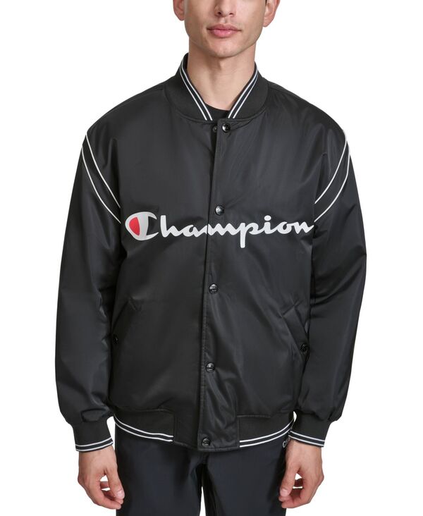 チャンピオン メンズ アウター ジャケット・ブルゾン ロゴ ジャケット Champion Men's Varsity Logo Bomber Jacket Black ブラック