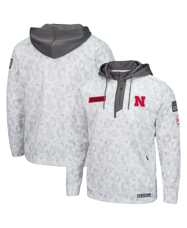 コロシアム メンズ アウター パーカー・スウェット パーカー Colosseum Men's Arctic Camo Nebraska Huskers OHT Military-Inspired Appreciation Quarter-Zip Hoodie Arctic Camo