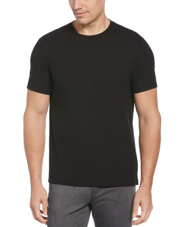 ペリーエリス メンズ トップス Tシャツ リブニット クルーネック シャツ ニット Perry Ellis Men's Rib Knit Crew Neck T-shirt Black ブラック