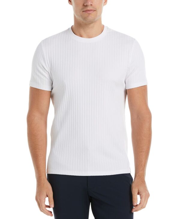 ペリーエリス メンズ トップス Tシャツ リブニット クルーネック シャツ ニット Perry Ellis Men's Rib Knit Crew Neck T-shirt Bright Whi