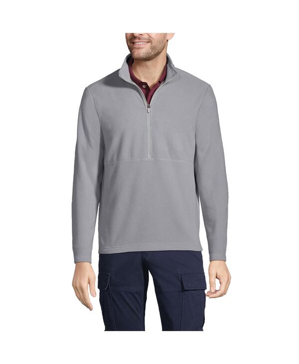 ランズエンド メンズ アウター パーカー・スウェット ハーフジップ フリース Lands' End Men's School Uniform Thermacheck 100 Fleece Quarter Zip Pullover Top Harbor gray グレー