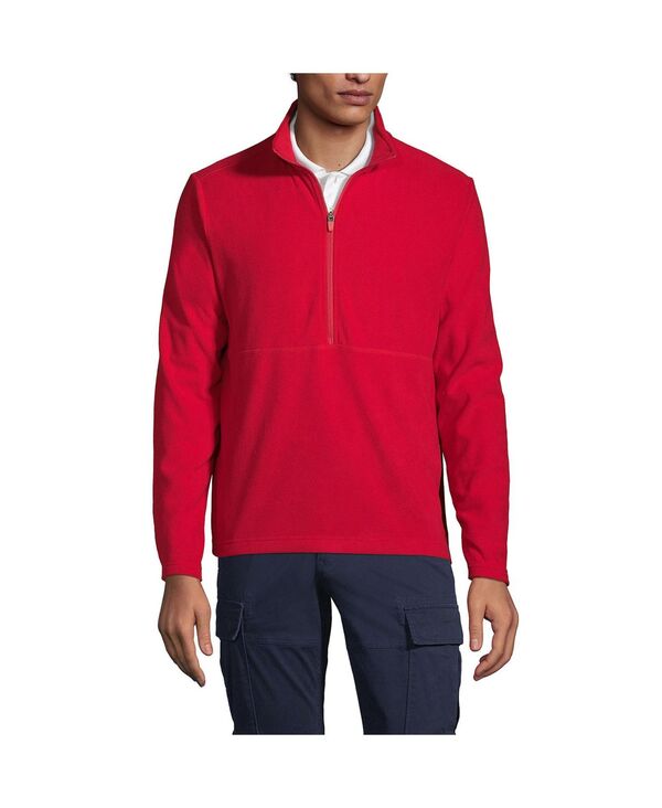 ランズエンド メンズ アウター パーカー・スウェット ハーフジップ フリース Lands' End Men's School Uniform Thermacheck 100 Fleece Quarter Zip Pullover Top Rich red レッド