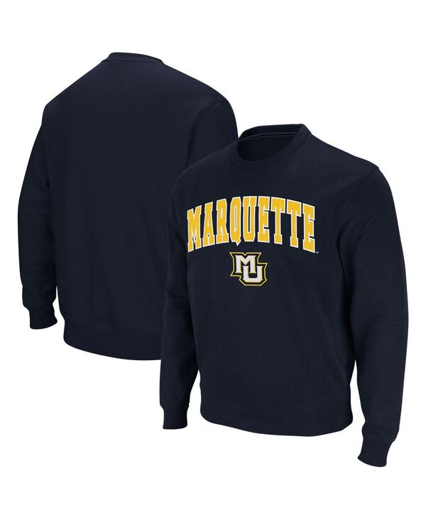 コロシアム メンズ アウター パーカー・スウェット クルーネック スウェット シャツ ロゴ Colosseum Men's Marquette Golden Eagles Arch and Logo Crew Neck Sweatshirt Navy ネイビー