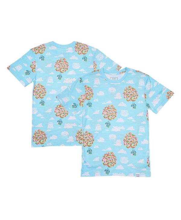 ラウンジフライ メンズ トップス Tシャツ プリント シャツ Loungefly Men's and Women's Light Blue Up 15th Anniversary Balloon House Allover Print T-Shirt Light Blue ブルー