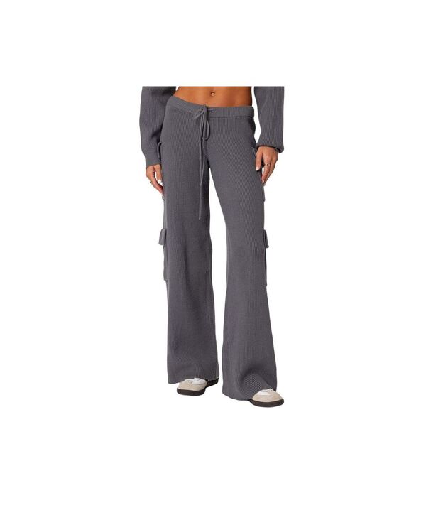 アディクテッド レディース ボトムス カジュアルパンツ カーゴパンツ パンツ ニット Edikted Women's Wynter knit cargo pants Gray グレー｜ReVida 店