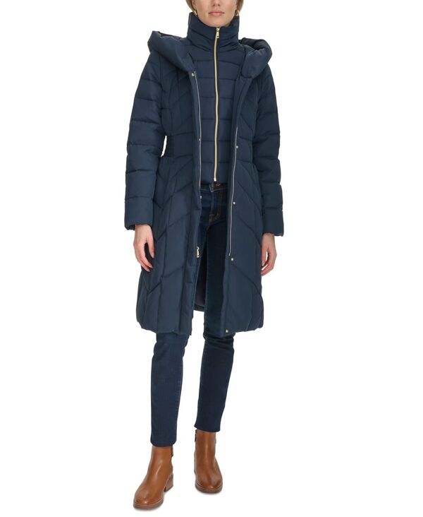 コールハーン レディース アウター ジャケット・ブルゾン コート Cole Haan Women's Bibbed Hooded Puffer Coat Navy ネイビー 30,420円