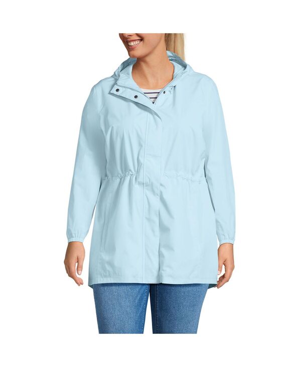 ランズエンド レディース アウター ジャケット・ブルゾン プラスサイズ コート Lands' End Plus Size Waterproof Hooded Packable Raincoat Subtle blue ブルー