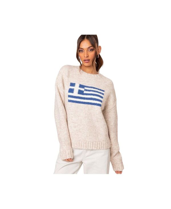 アディクテッド レディース アウター ニット・セーター ニット Edikted Women's Greece oversized chunky knit sweater Stone ストーン