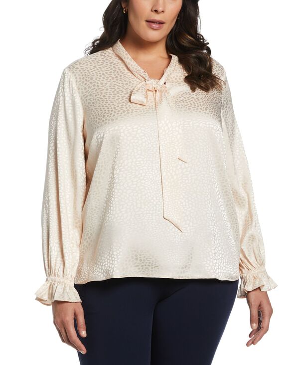 ラファエラ レディース トップス シャツ プラスサイズ ブラウス Rafaella Plus Size Tie Front Long Sleeve Blouse Shell｜ReVida 店