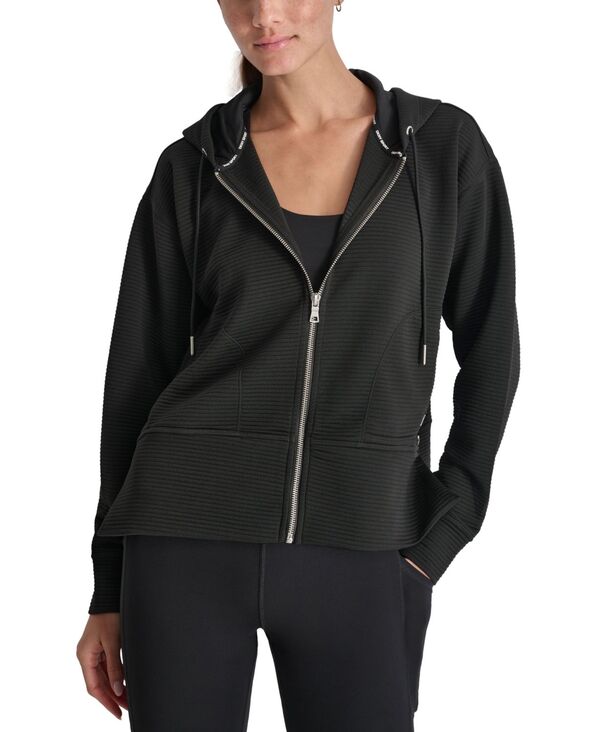 ダナ キャラン ニューヨーク レディース アウター パーカー・スウェット パーカー DKNY Women's Tech Ottoman Full-Zip Hoodie Black ブラック
