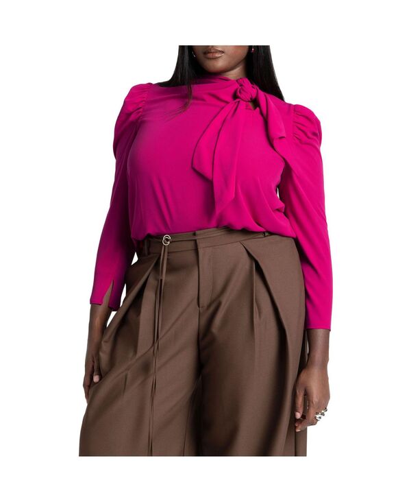 エロクイ レディース トップス シャツ ドレープ プラスサイズ ブラウス ELOQUII Plus Size Drape Front Blouse Zinfandel