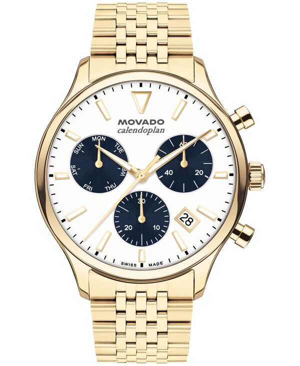 モバド メンズ 付属品 ウオッチ プルオーバー Movado Men\u0027s Calendoplan Swiss Quartz Chrono Ionic Plated Light Gold Steel Watch 43粍 Gold-tone ゴールド