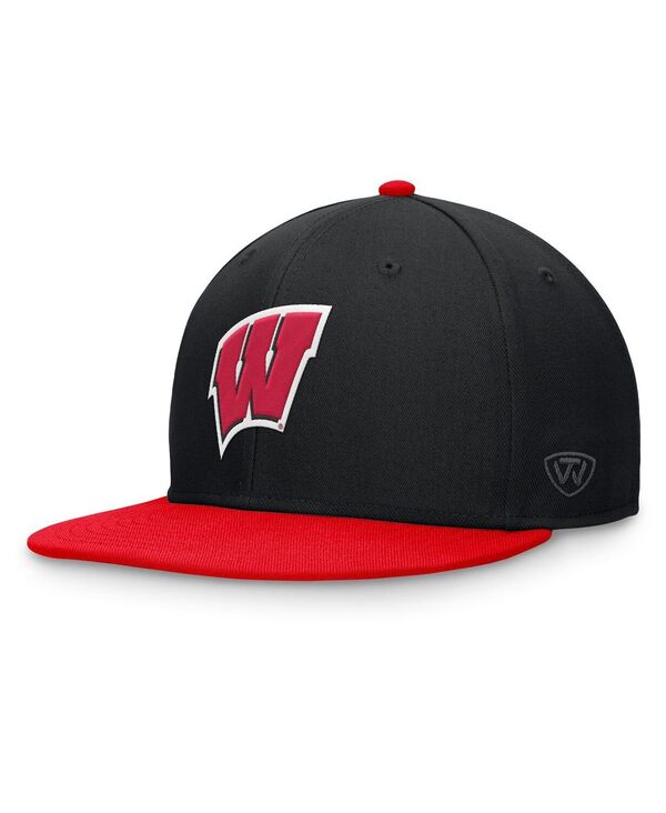 トップオブザワールド メンズ アクセサリー 帽子 Top of the World Men's Black/Red Wisconsin Badgers Rally Two-Tone Fitted Hat Black Red ブラック|ReVida 店