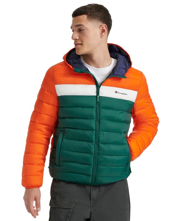 チャンピオン メンズ アウター ジャケット・ブルゾン フーデッドジャケット キルティング ジャケット Champion Men's Performance Quilted Hooded Jacket Orange Combo オレンジ