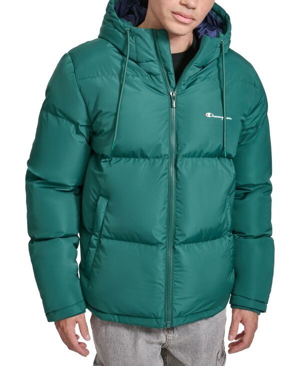 チャンピオン メンズ アウター ジャケット・ブルゾン キルティング ジャケット Champion Men's Quilted Full-Zip Hooded Puffer Jacket Rain Forest フォレスト