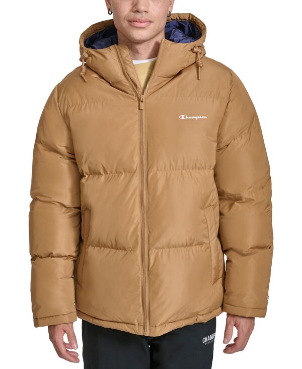 チャンピオン メンズ アウター ジャケット・ブルゾン キルティング ジャケット Champion Men's Quilted Full-Zip Hooded Puffer Jacket Tobacco