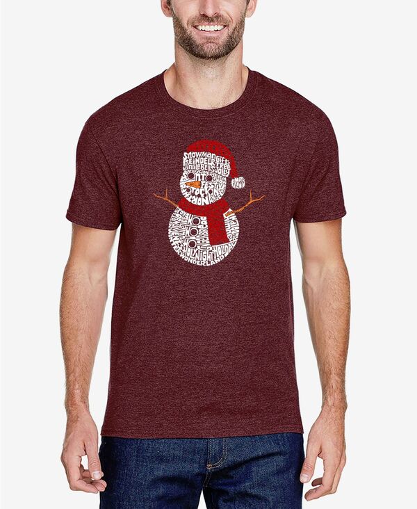 エルエーポップアート メンズ トップス Tシャツ LA Pop Art Men's Christmas Snowman Premium Blend Word Art T-shirt Burgundy バーガンディ