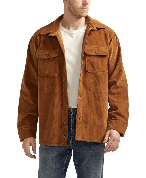シルバー ジーンズ メンズ アウター ジャケット・ブルゾン コーデュロイ シャツ ジャケット Silver Jeans Co. Corduroy Shirt Jacket Tobacco Brown ブラウン|ReVida 店