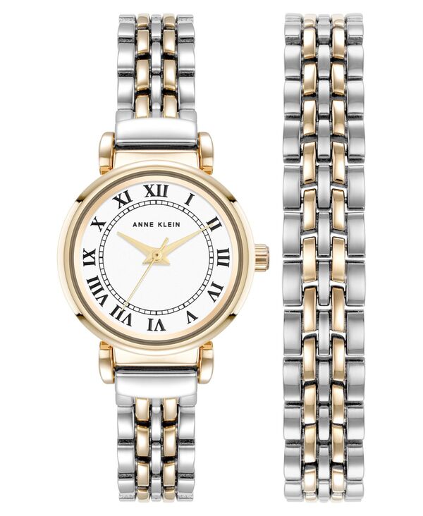 アンクライン レディース アクセサリー 腕時計 Anne Klein Women's Quartz Roman Numeral Two-Tone Alloy Metal Bracelet Watch Set 24mm Silver-Tone/Gold-Tone ゴールド